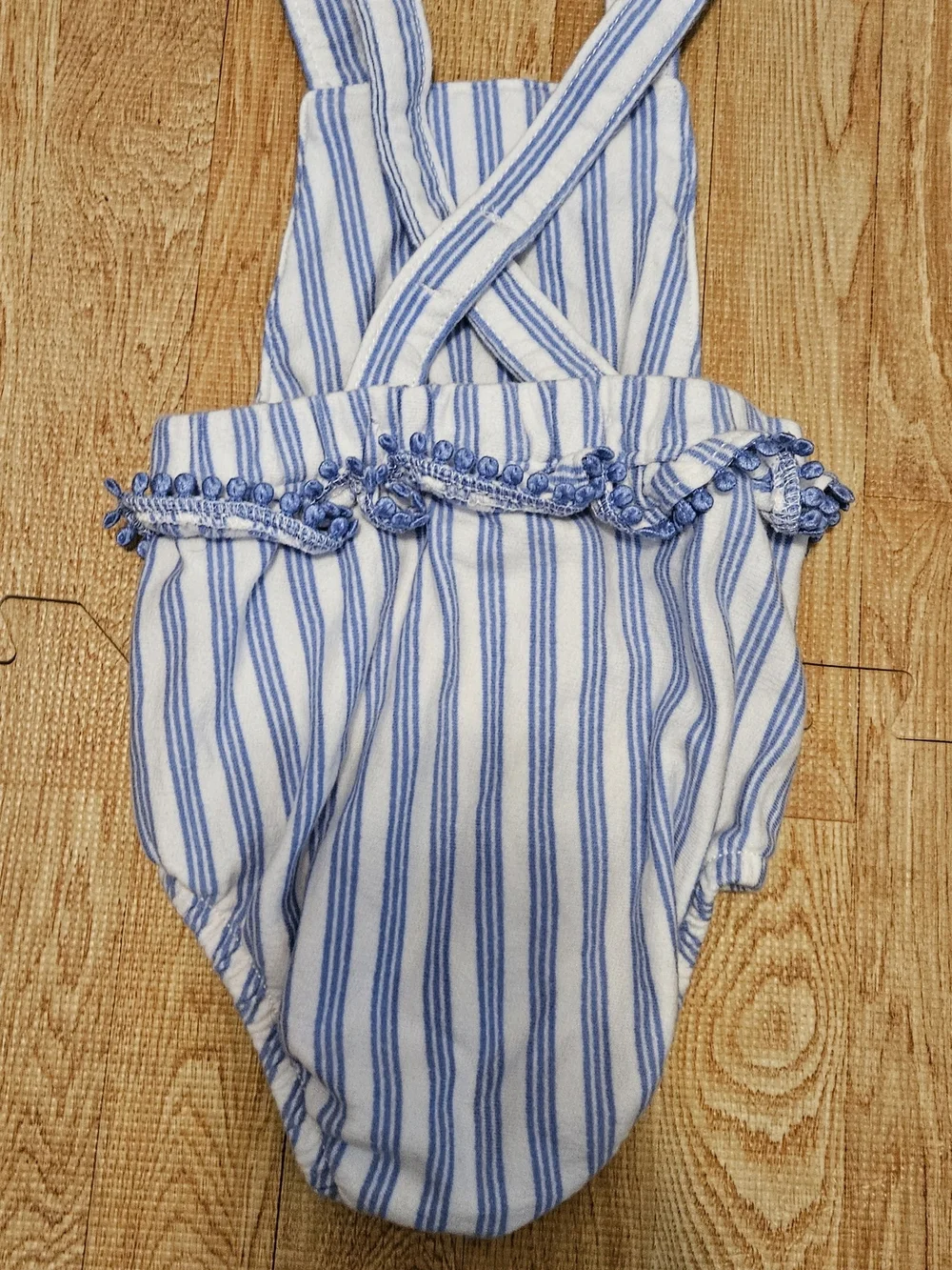 Carter's Blue & White Striped Floral Embroidered Baby One-Piece